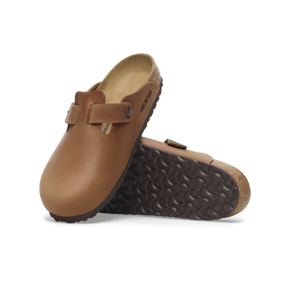 Birkenstock Boston Unisex BS Oiled Leather Clog Sandals - Cognac