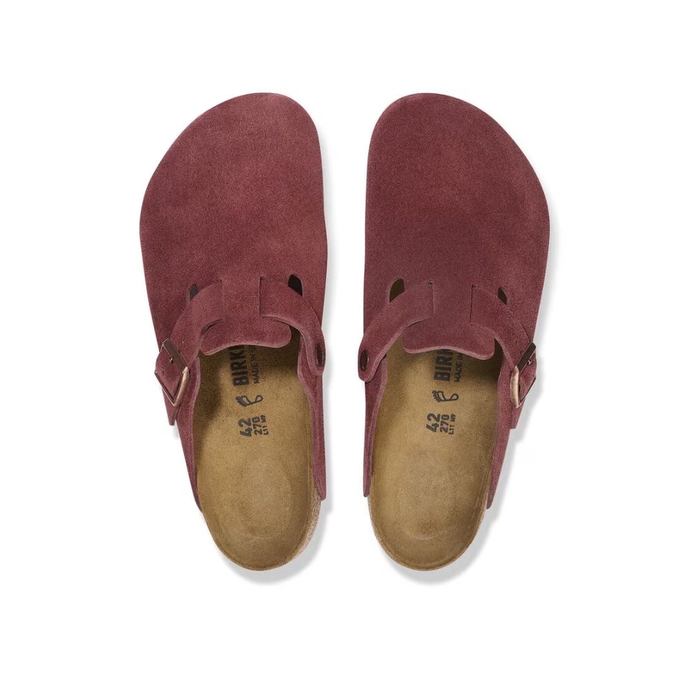 Birkenstock Boston Unisex Suede Leather Sandals – Zinfandel Narrow
