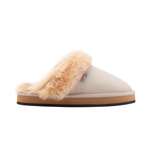 Rainbow Sunset Snugs – Women’s Premier Leather Fleece Slippers - Sand
