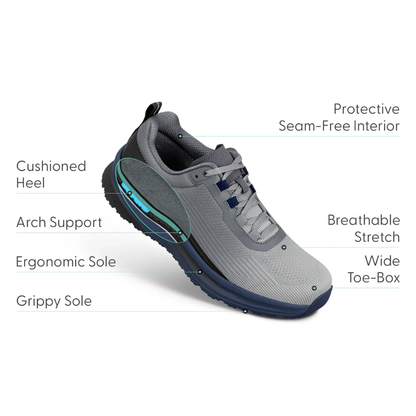 Orthofeet Men’s Race  – Grey / Navy 27004 Wide