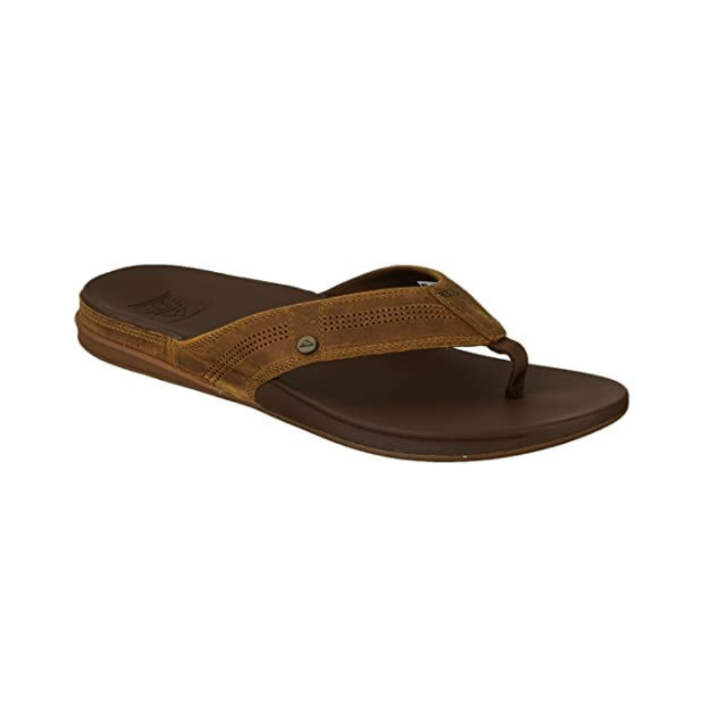 REEF Cushion Lux Men's Flip Flop – Ultra Soft Cushion Footbed, Premium Full Grain Leather Strap, Toffee RF0A3YMNTFF