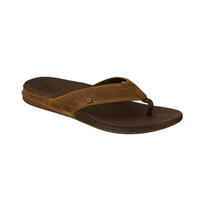 REEF Cushion Lux Men's Flip Flop – Ultra Soft Cushion Footbed, Premium Full Grain Leather Strap, Toffee RF0A3YMNTFF