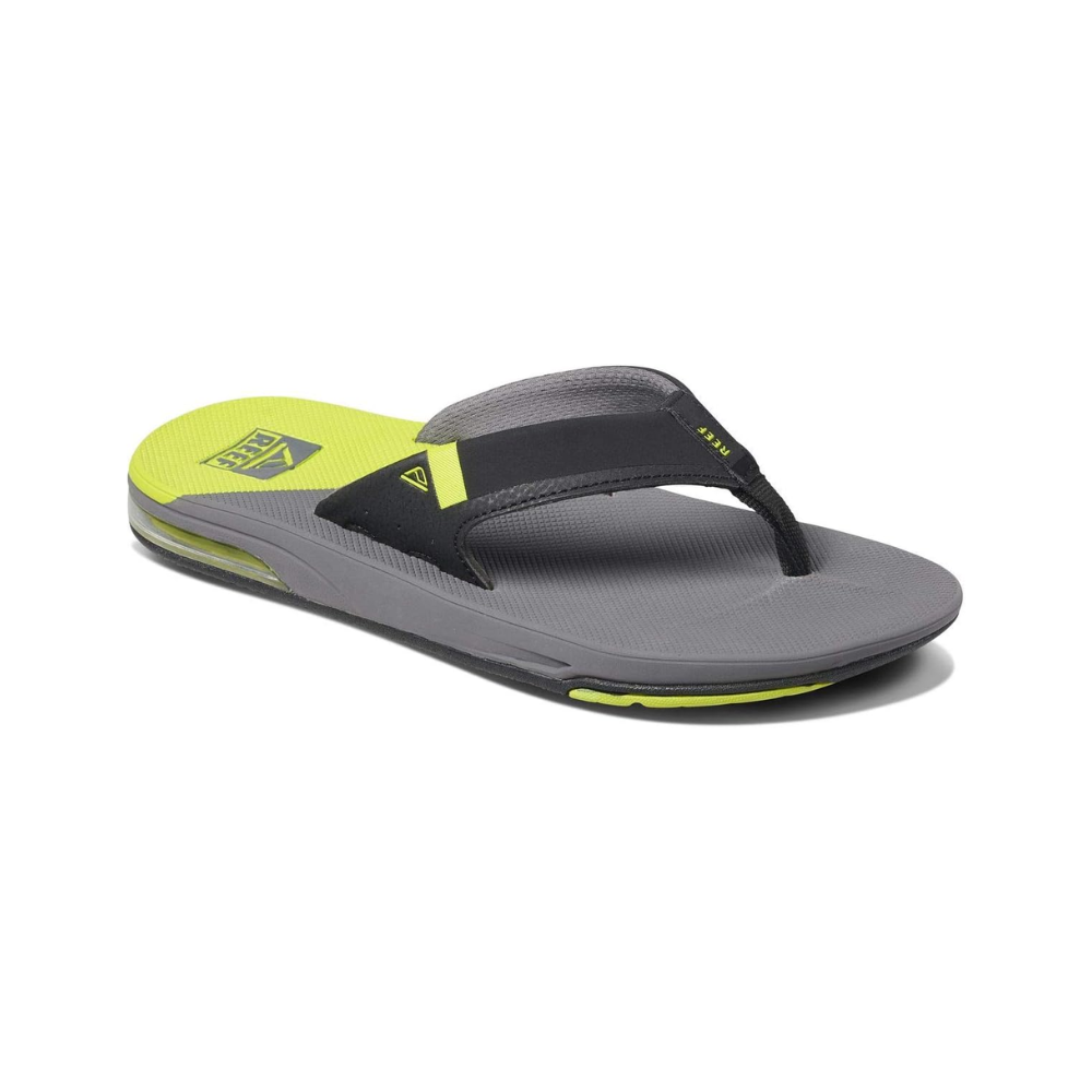 Reef Men's Fanning Bottle Opener Flip Flop Thong Sandal - Gray Lime Low
