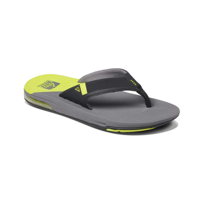 Reef Men's Fanning Bottle Opener Flip Flop Thong Sandal - Gray Lime Low