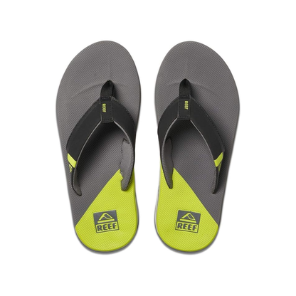 Reef Men's Fanning Bottle Opener Flip Flop Thong Sandal - Gray Lime Low