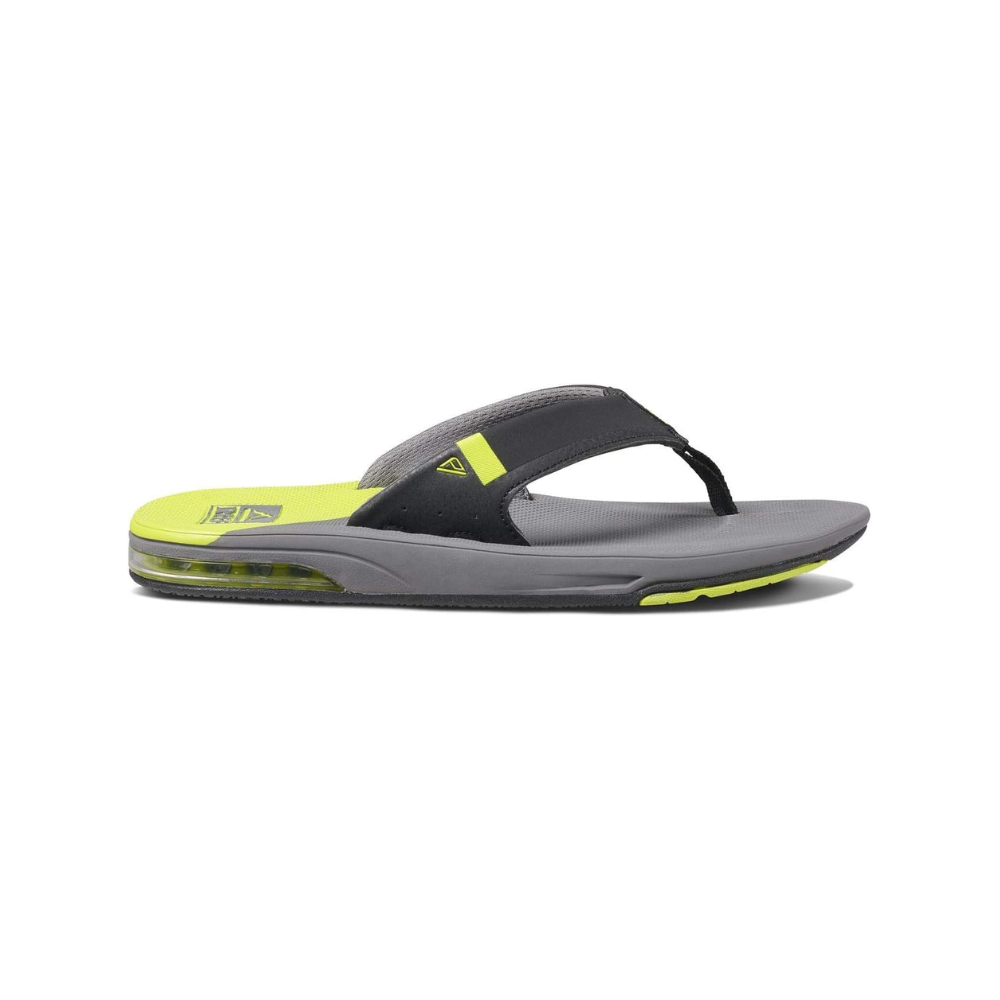 Reef Men's Fanning Bottle Opener Flip Flop Thong Sandal - Gray Lime Low