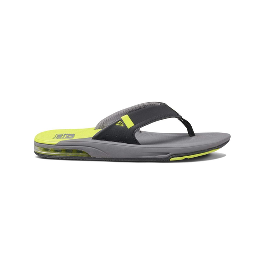 Reef Men's Fanning Bottle Opener Flip Flop Thong Sandal - Gray Lime Low