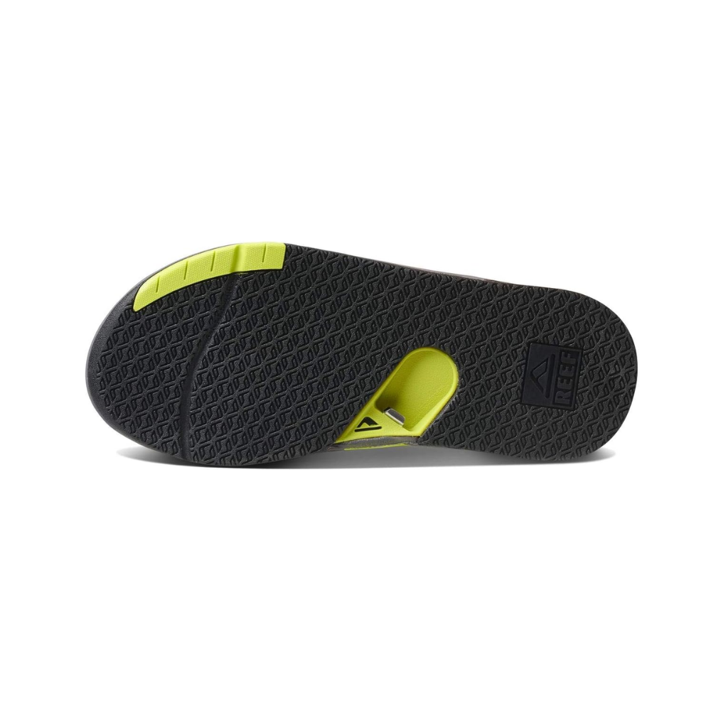 Reef Men's Fanning Bottle Opener Flip Flop Thong Sandal - Gray Lime Low