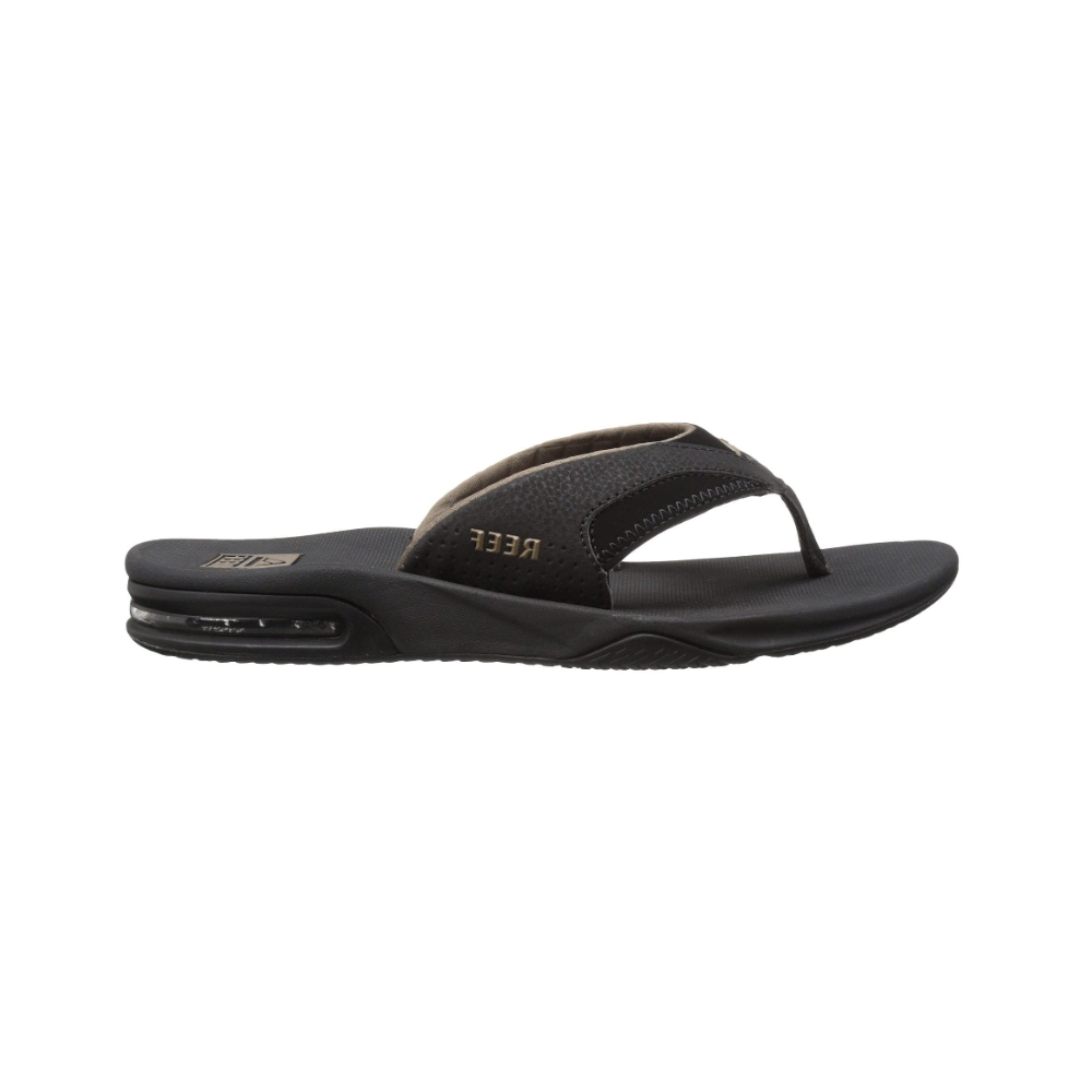 Reef Men's Leather Fanning Bottle Opener Sandals Black / Brown