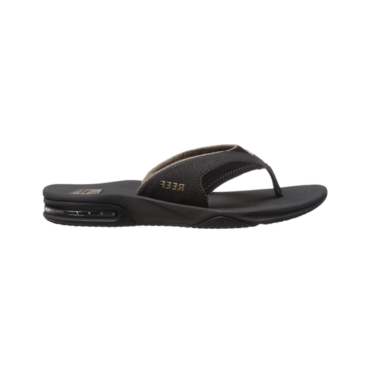 Reef Men's Leather Fanning Bottle Opener Sandals Black / Brown