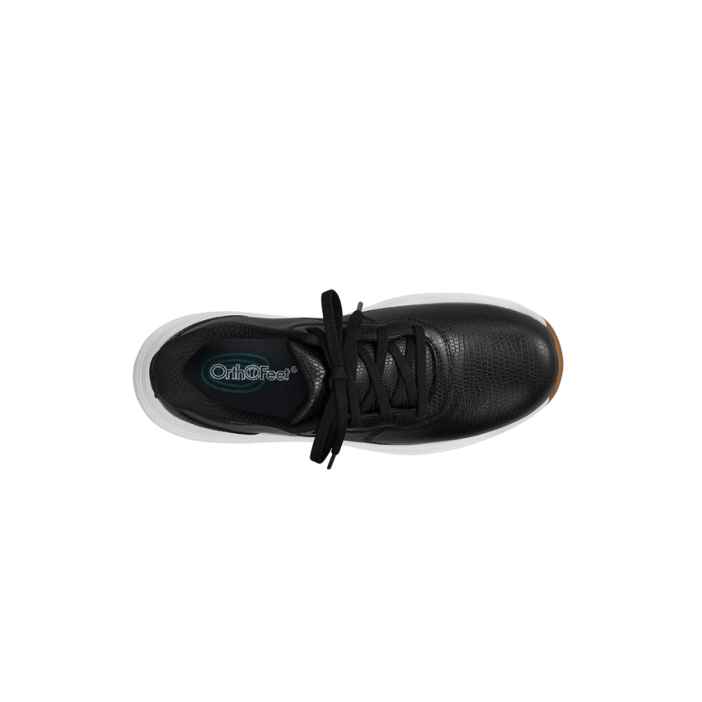 Orthofeet Stride Women's Hands-Free Leather Sneaker - Black