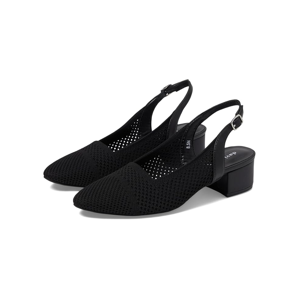 David Tate Glenna Womens Stretch Fabric Slingback Pump Sandals Black