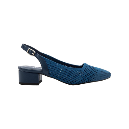 David Tate Glenna Womens Stretch Fabric Slingback Pump Sandals Navy