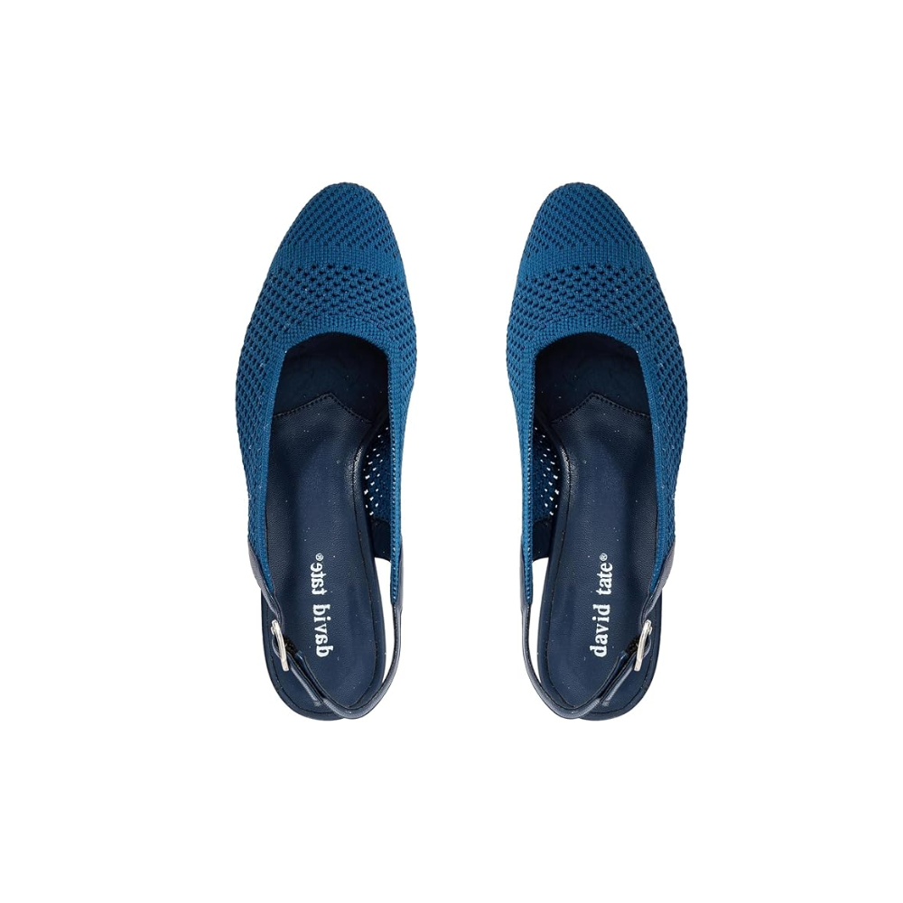 David Tate Glenna Womens Stretch Fabric Slingback Pump Sandals Navy