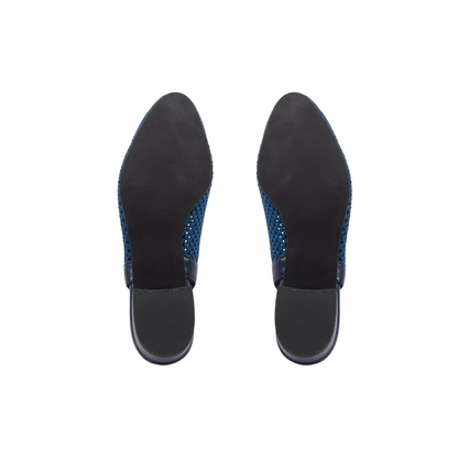 David Tate Glenna Womens Stretch Fabric Slingback Pump Sandals Navy