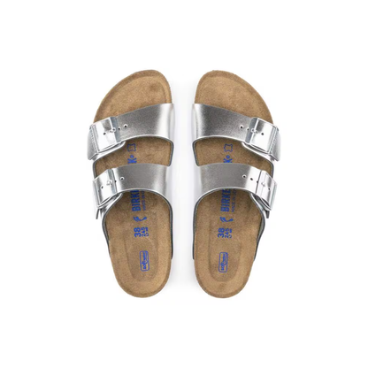 Birkenstock Unisex Arizona Soft Footbed - Metallic Silver