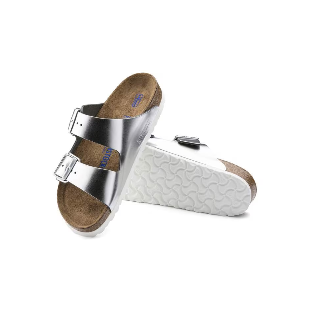 Birkenstock Unisex Arizona Soft Footbed - Metallic Silver
