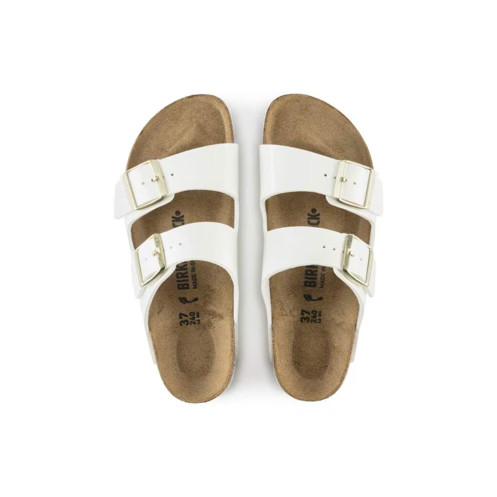 Birkenstock Unisex Arizona Birko Flor Sandals - Patent White