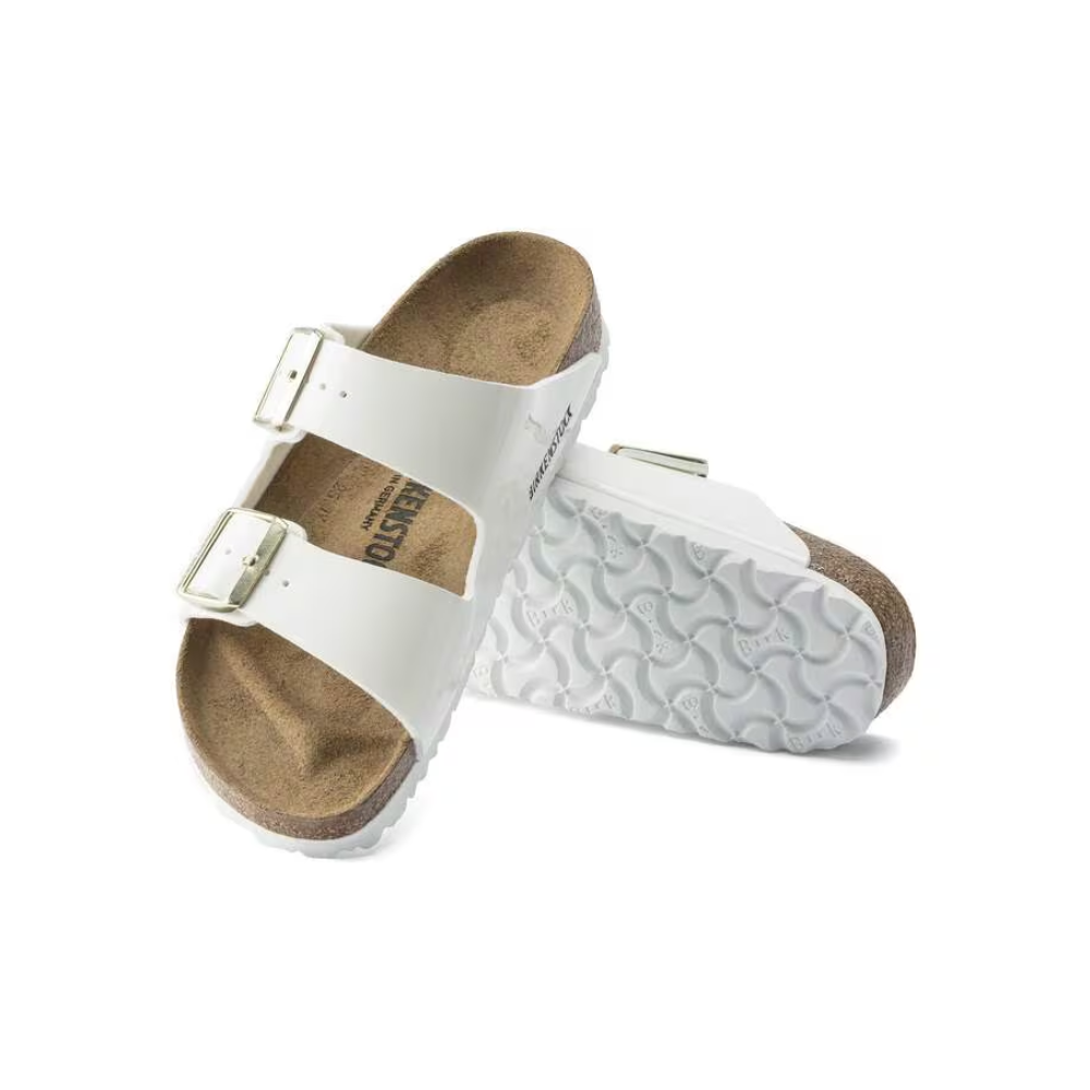 Birkenstock Unisex Arizona Birko Flor Sandals - Patent White