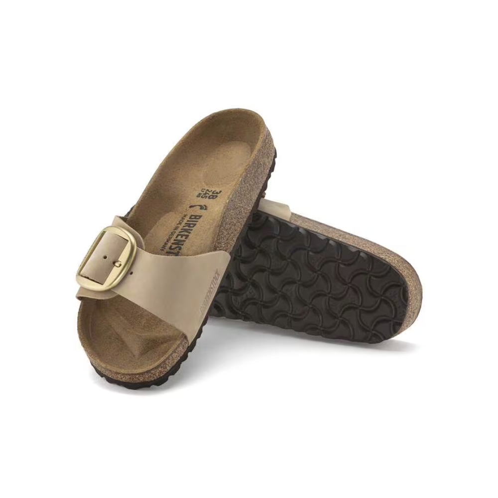Birkenstock Madrid Big Buckle Nubuck Leather Sandals Sandcastle Narrow