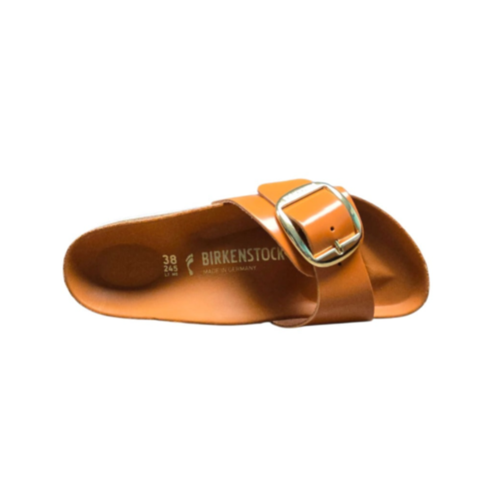 Birkenstock Madrid Big Buckle Patent Leather Sandals – High Shine Kurkuma