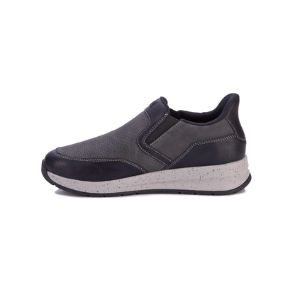 Drew Caleb Men Hands-Free Slip-On Sneaker Black Nubuck Orthopedic Shoe