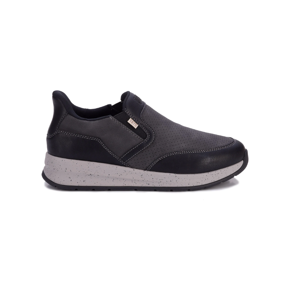 Drew Caleb Men Hands-Free Slip-On Sneaker Black Nubuck Orthopedic Shoe