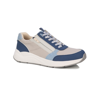 Drew Miller Men's Orthotic Comfort Sneaker, Blue/White Suede Combo