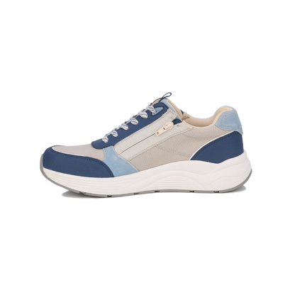 Drew Miller Men's Orthotic Comfort Sneaker, Blue/White Suede Combo
