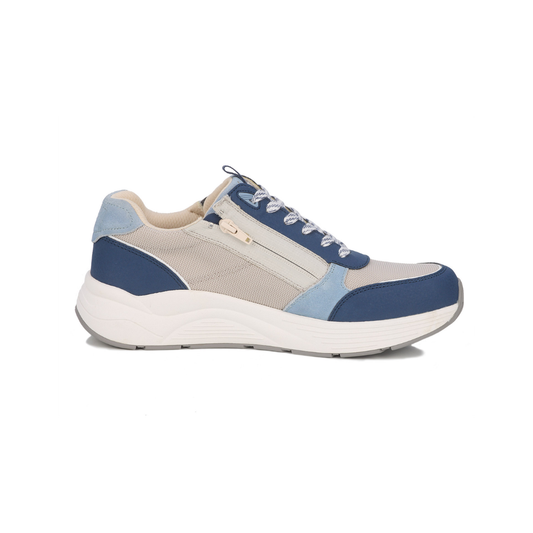 Drew Miller Men's Orthotic Comfort Sneaker, Blue/White Suede Combo