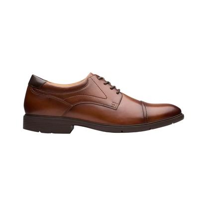Clarks Men's Eldredge Cap Formal Leather Shoes - Dark Tan Leather