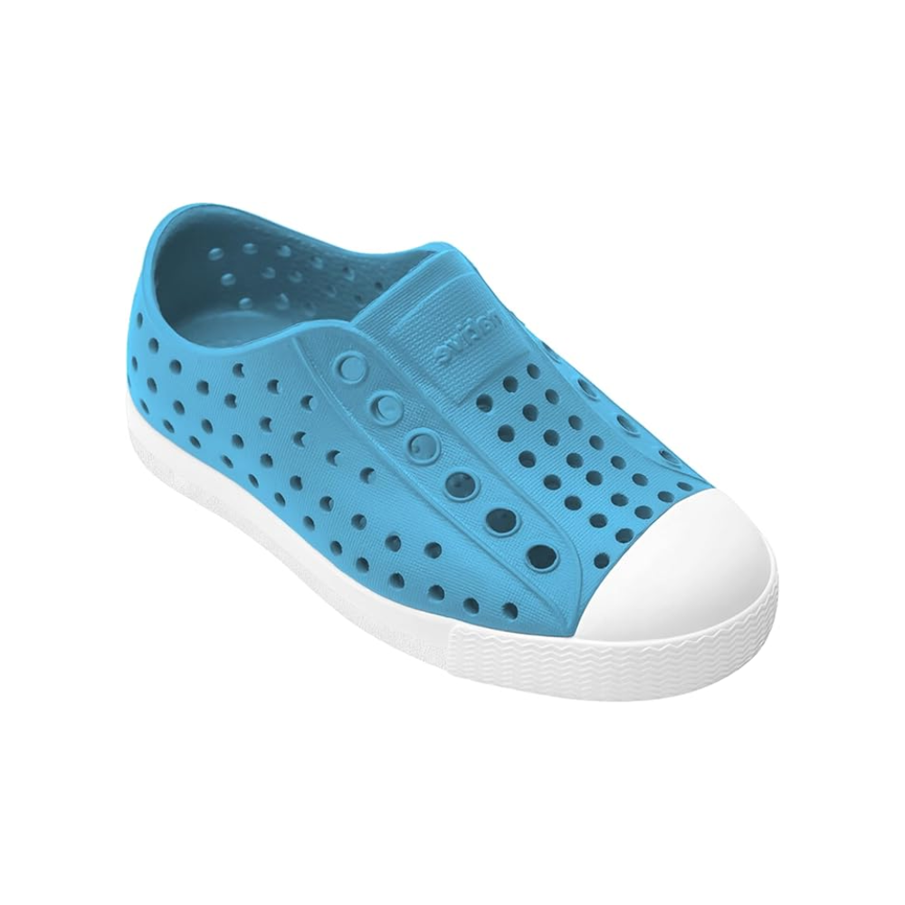 Native Shoes Jefferson Child Aquarius Blue Shell White Kids Water Shoes