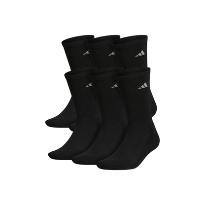 Adidas Men's Athletic Cushioned 6-Pack Crew Socks- Black