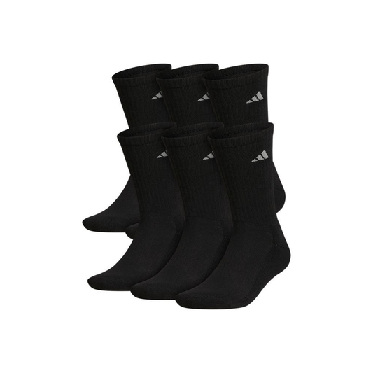 Adidas Men's Athletic Cushioned 6-Pack Crew Socks- Black