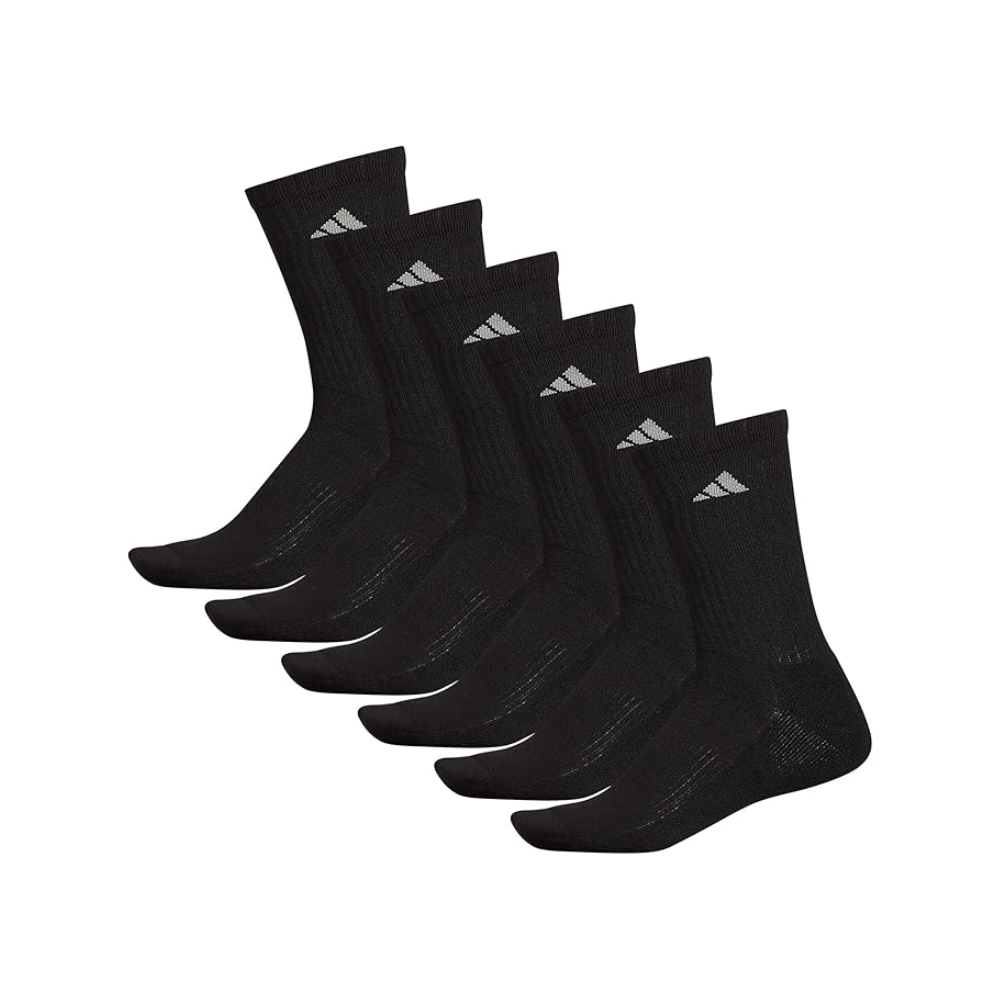 Adidas Men's Athletic Cushioned 6-Pack Crew Socks- Black