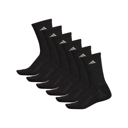 Adidas Men's Athletic Cushioned 6-Pack Crew Socks- Black