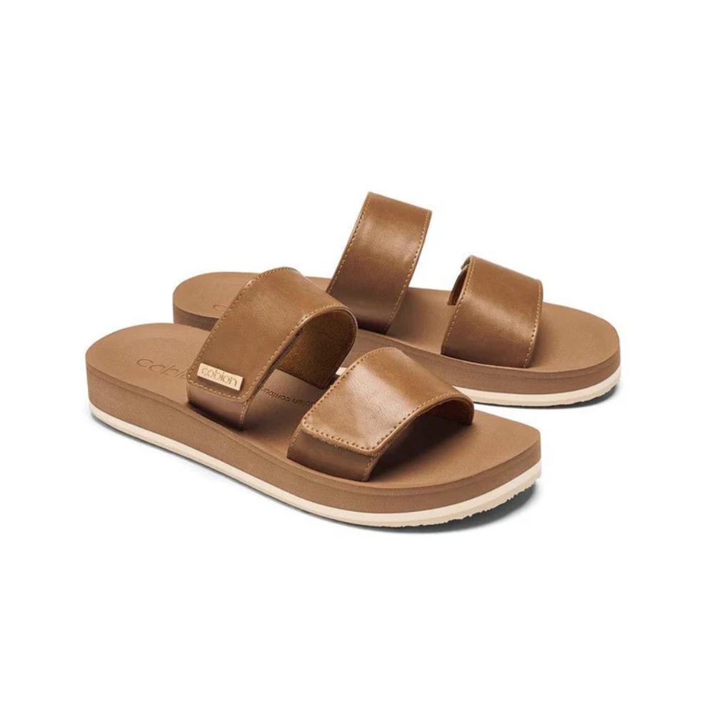 Cobian Dana Rise Womens Flatform Slide Sandals Tan Adjustable Straps