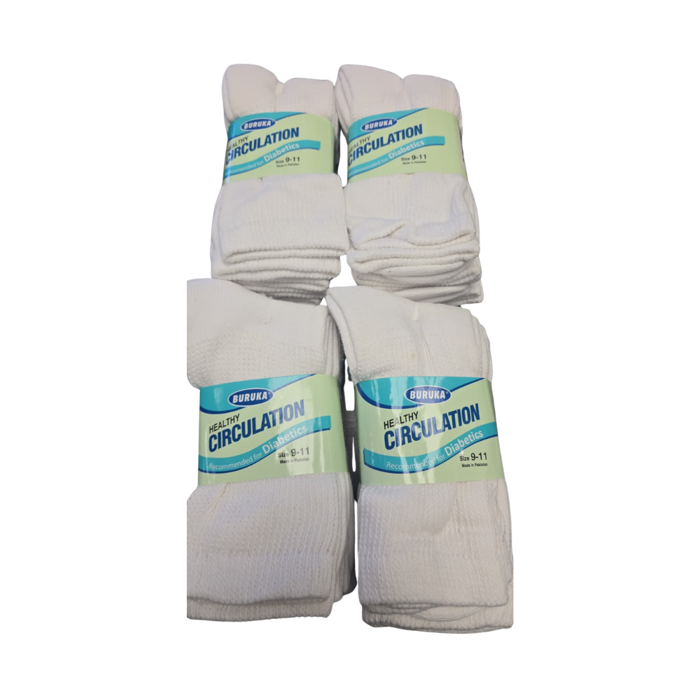 Buruka Healthy Circulation Socks - White Pack of 12 Pairs