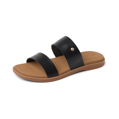 Reef Sunny Alisah Women's Vegan Leather Slide Open Toe Black Tan