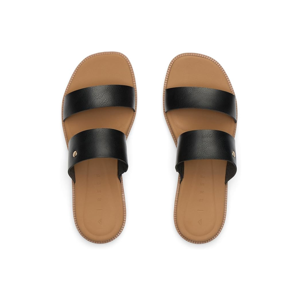 Reef Sunny Alisah Women's Vegan Leather Slide Open Toe Black Tan