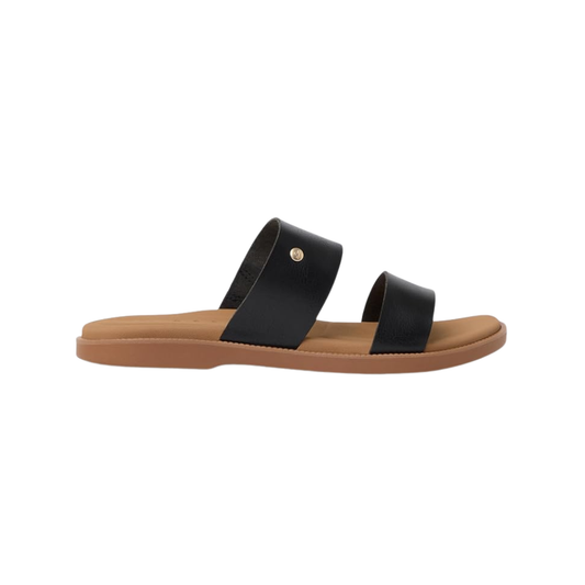 Reef Sunny Alisah Women's Vegan Leather Slide Open Toe Black Tan