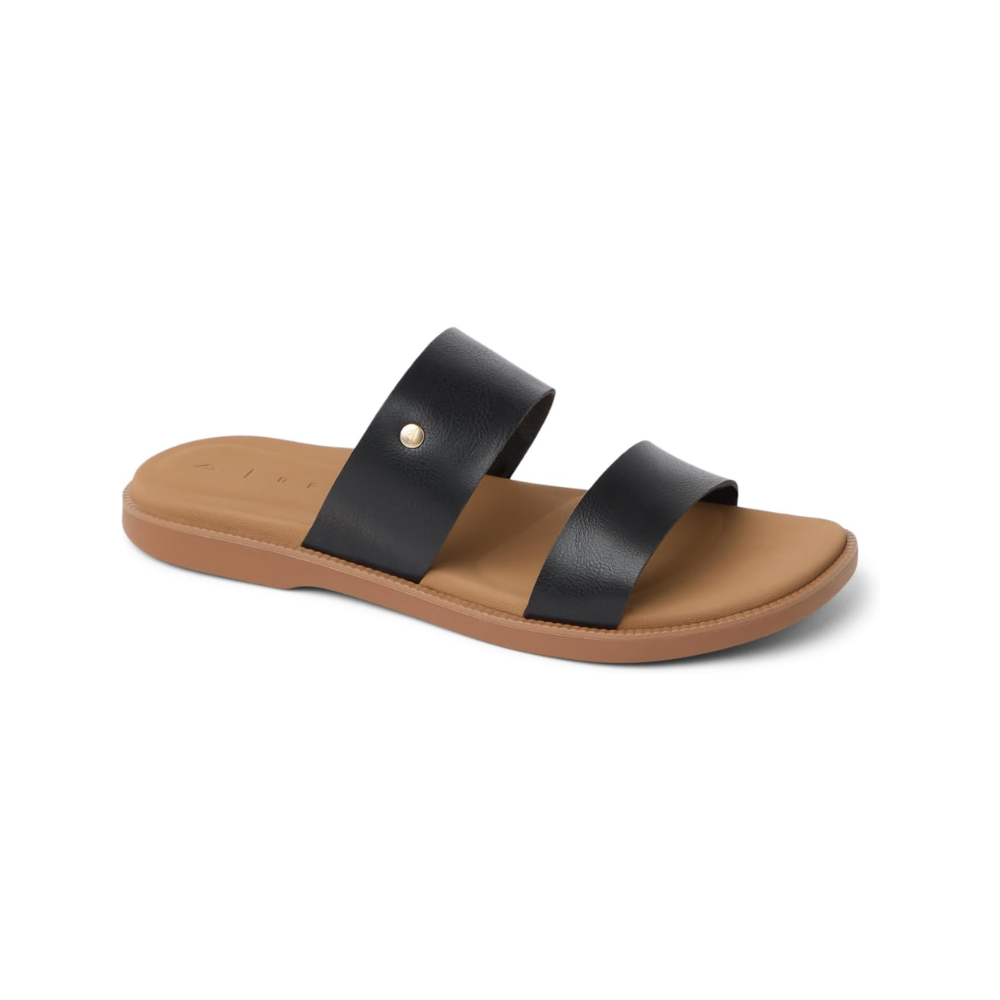 Reef Sunny Alisah Women's Vegan Leather Slide Open Toe Black Tan