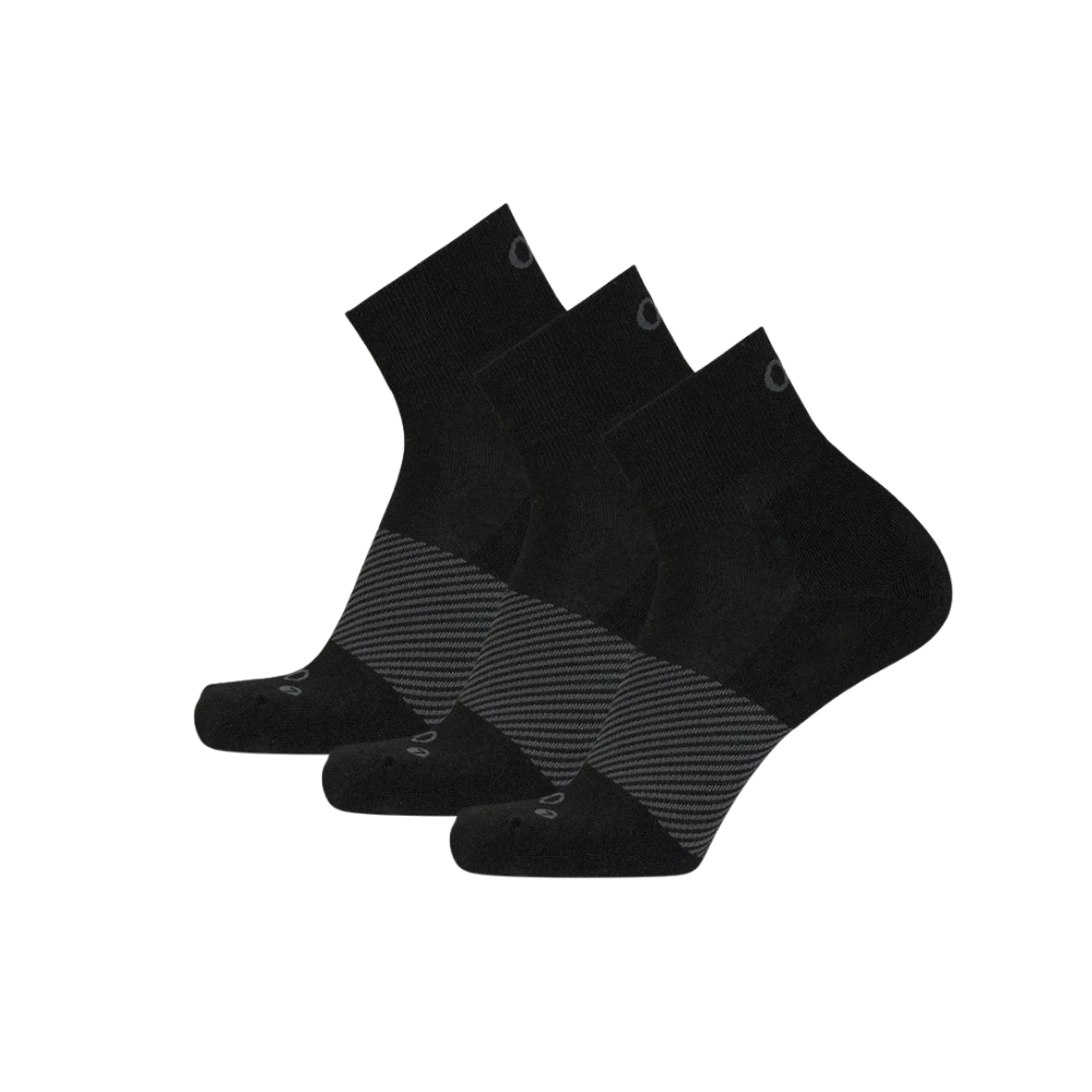 OS1st Wicked Comfort Socks | 1/4 Crew Black Socks - 3 Pairs pack