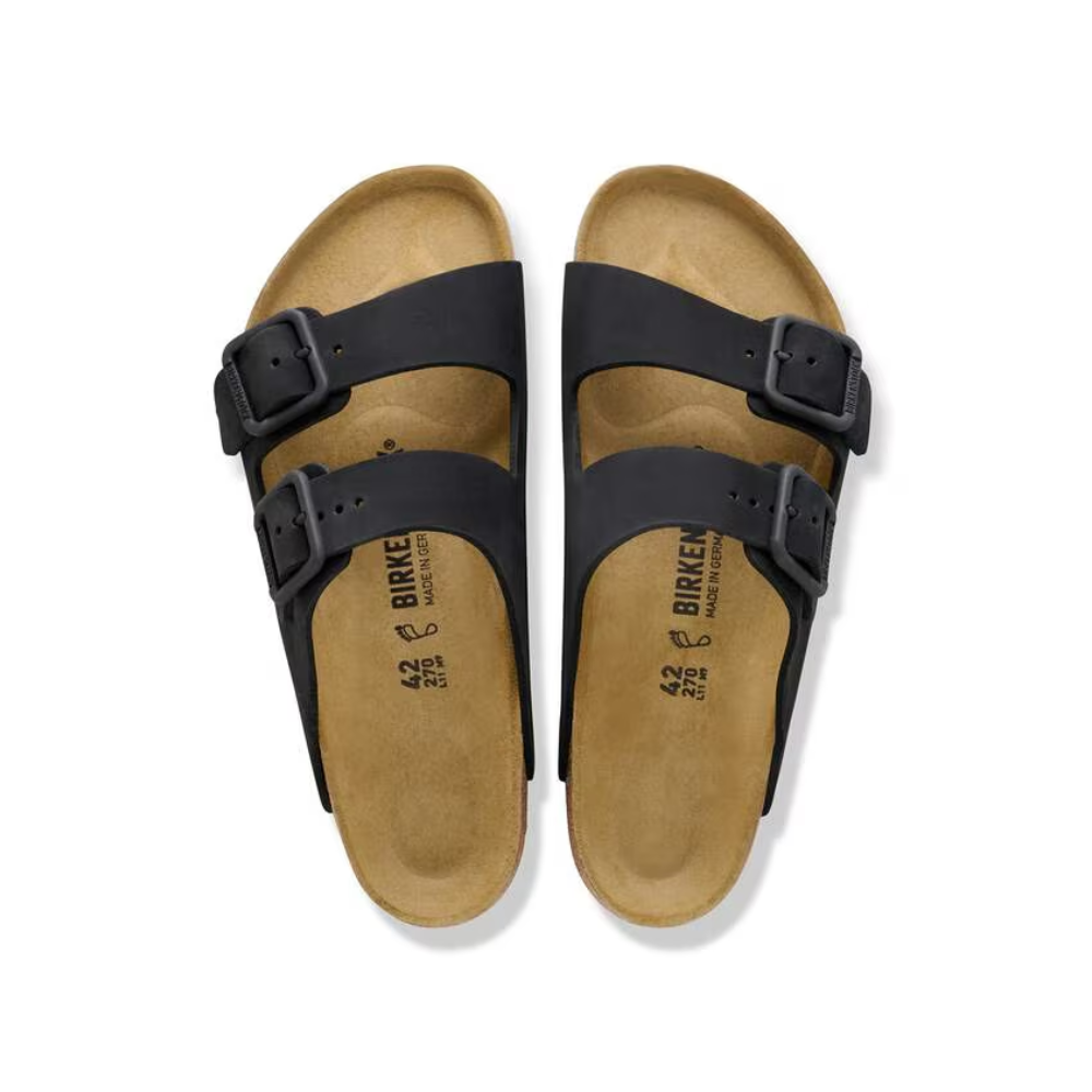 Birkenstock Arizona Wire Buckle Black Nubuck Leather Sandals Unisex Wide