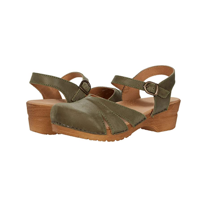 Sanita Margrethe Women’s Clog Sandals Arch Support Adjustable APMA Comfort Khaki