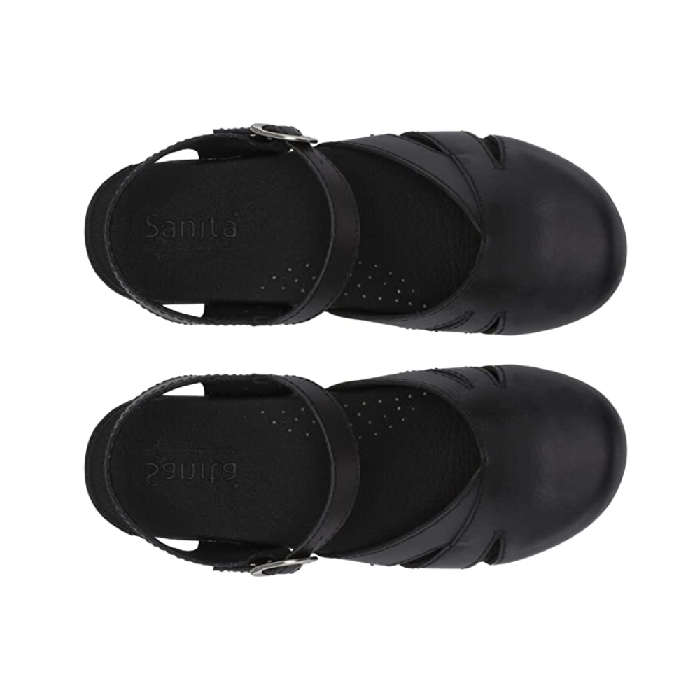 Sanita Margrethe Women’s Clog Sandals Arch Support Adjustable APMA Comfort Black
