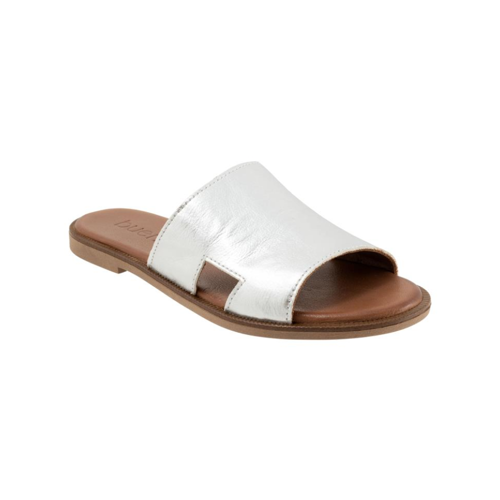 Bueno Hendrix Women's Leather Slide Sandals Dark Silver