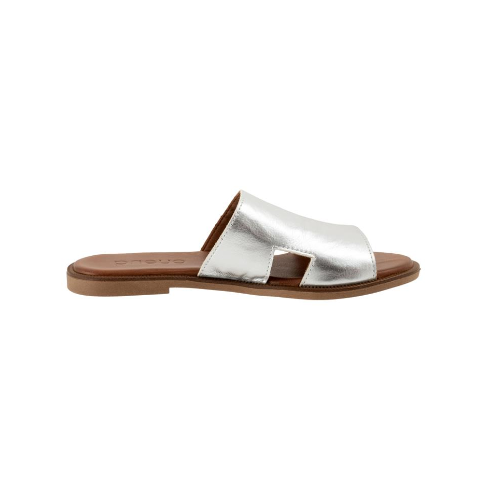 Bueno Hendrix Women's Leather Slide Sandals Dark Silver