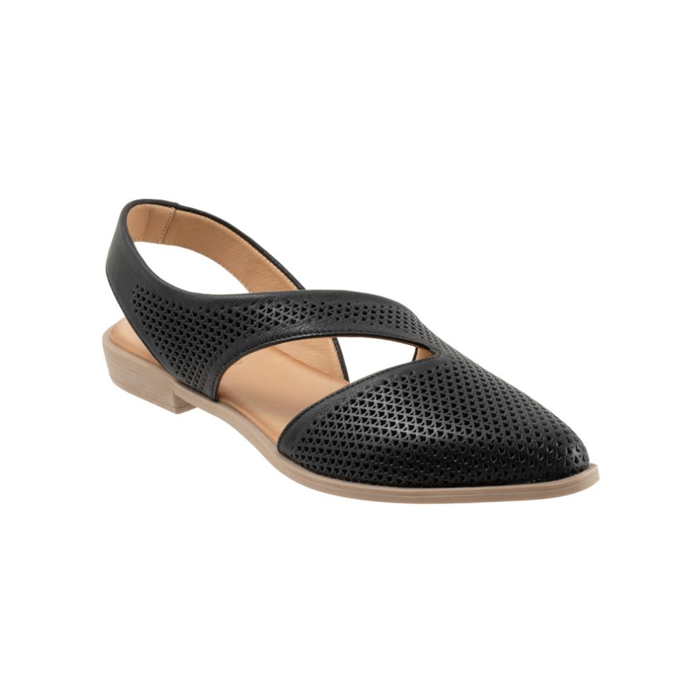 Bueno Bianca Perf Women’s Leather Asymmetrical Flat Shoes Black