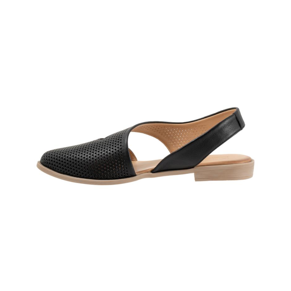 Bueno Bianca Perf Women’s Leather Asymmetrical Flat Shoes Black